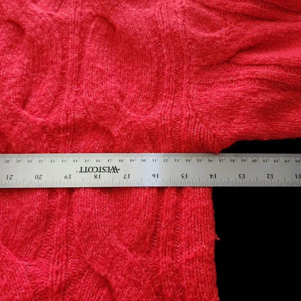 American Eagle Outfitters Womens LG Orange Cable Knit Sweater Pullover